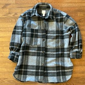 H&M Blue and Black Flannel Plaid Shirt Jacket Size Small